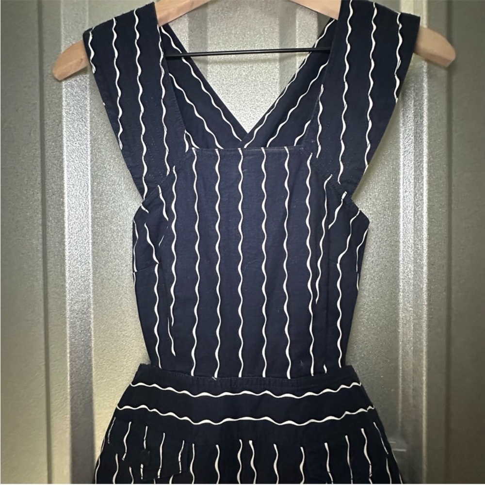 Maeve Anthropologie Derby Day Nautical Pinafore Navy Stripe Wide Leg Jumpsuit 14 - Picture 10 of 14